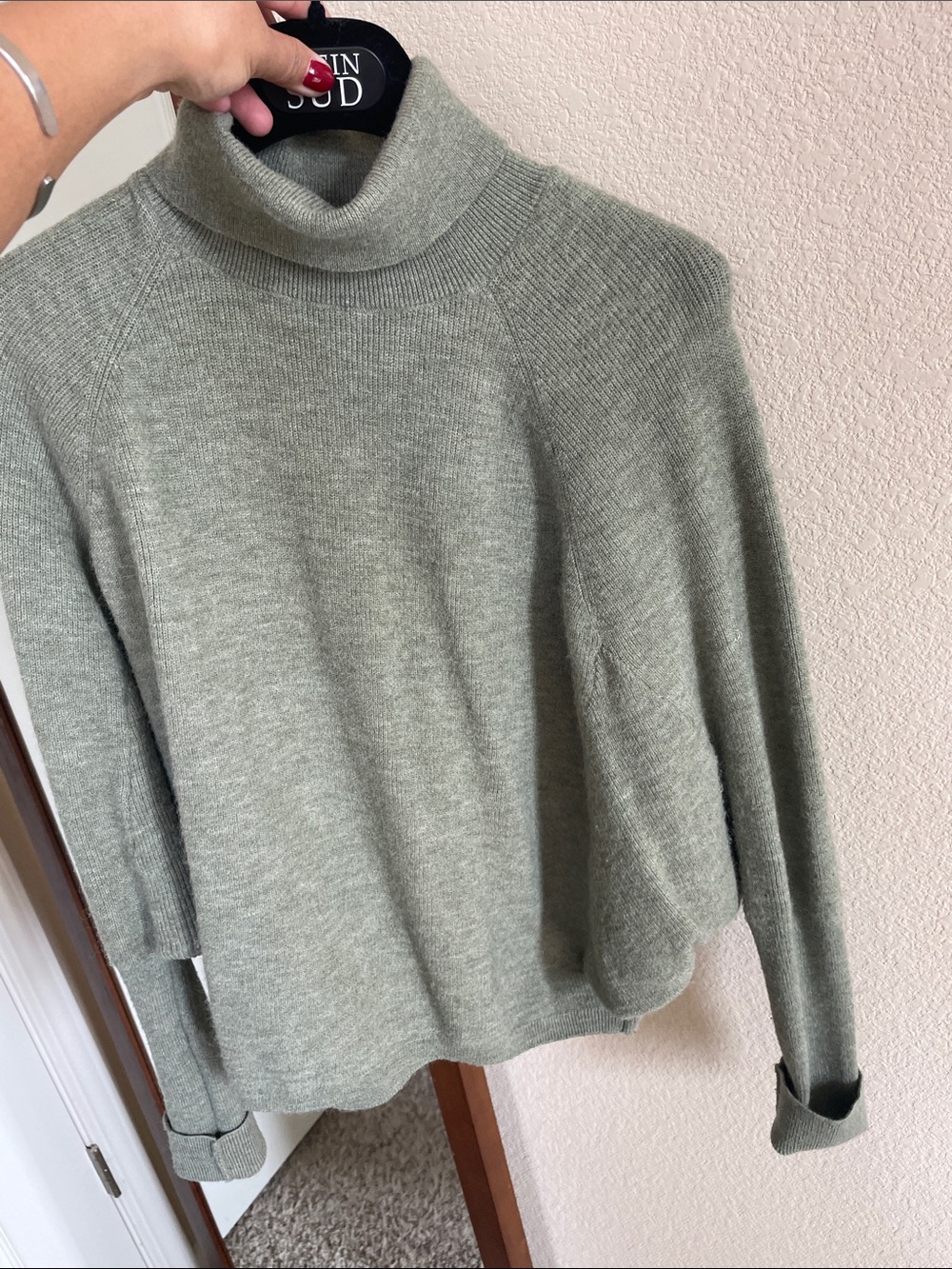 Zara Women's Sage Green Turtleneck Sweater
